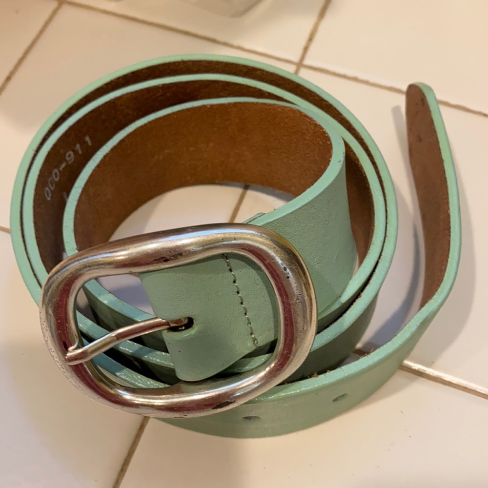 ENMON brand Green color silver hardware leather belt size L made in China
